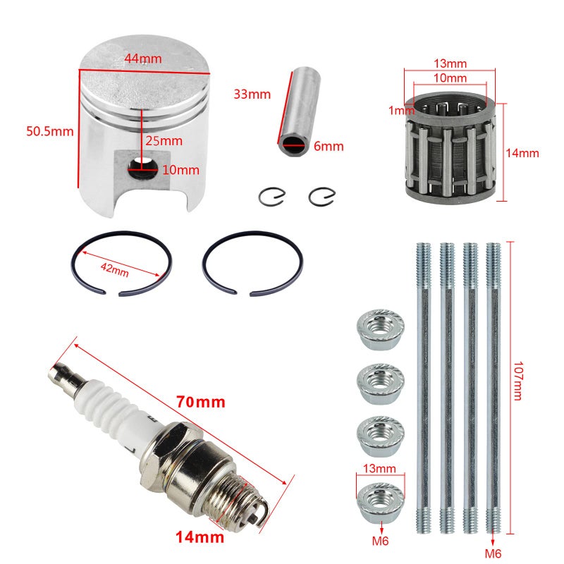 FLYPIG 60cc Big Bore Piston Gasket Kit Cylinder Head Piston Assembly for 1979-2017 Yamaha PW50 QT50 YF60S 4-Zinger YT60 Tri-Zinger 50cc 4J2-11311-01-00 - Image 3